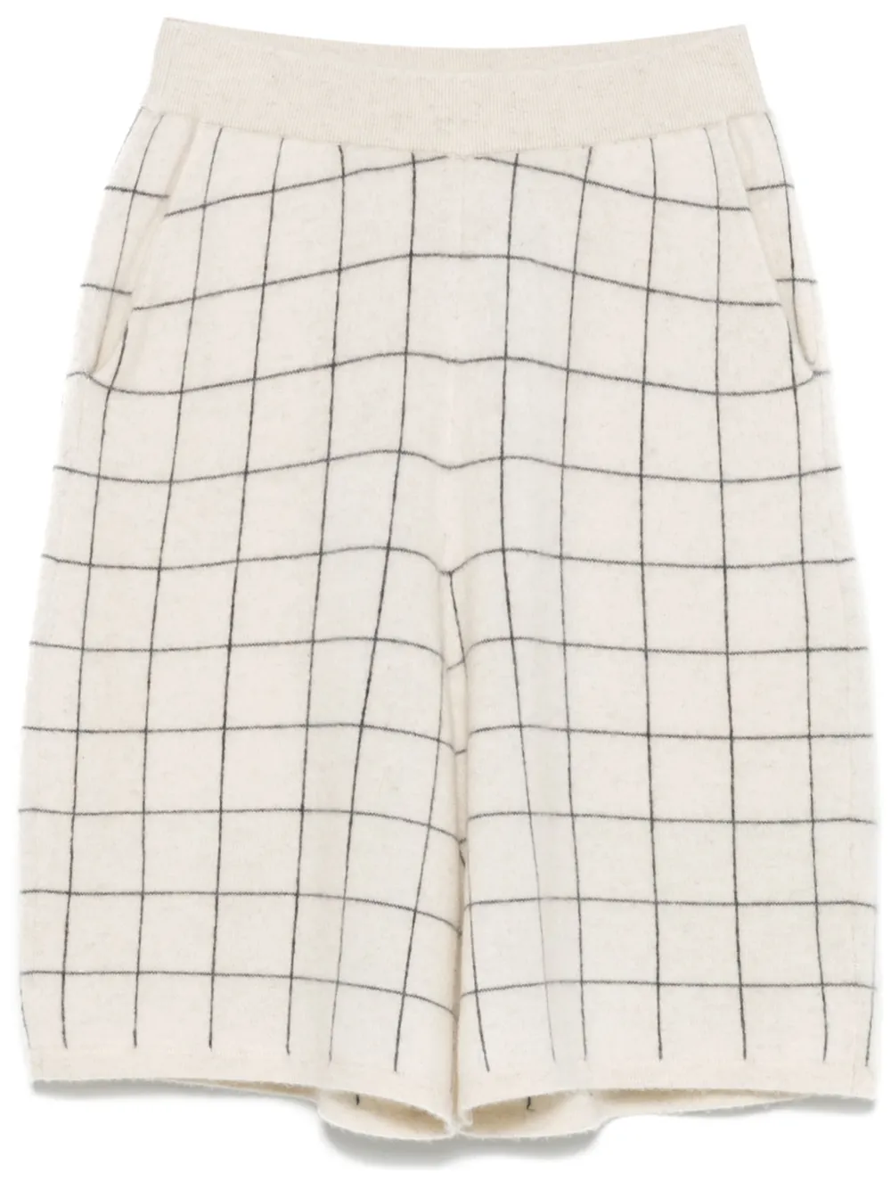 windowpane-pattern shorts