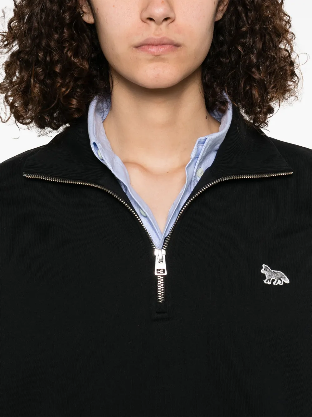 Shop Maison Kitsuné Baby Fox-patch Sweatshirt In Black