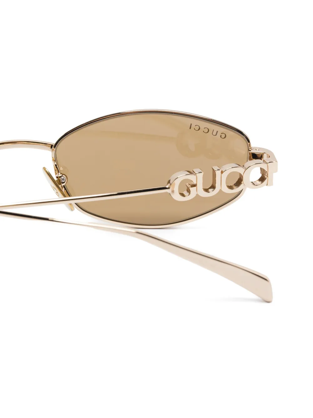 Gucci Eyewear Zonnebril met ovalen montuur Goud