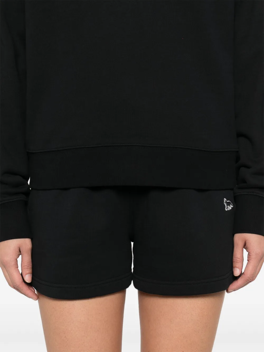 Shop Maison Kitsuné Baby Fox-patch Shorts In Black