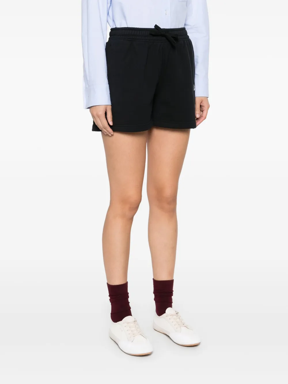 Shop Maison Kitsuné Baby Fox-patch Shorts In Black