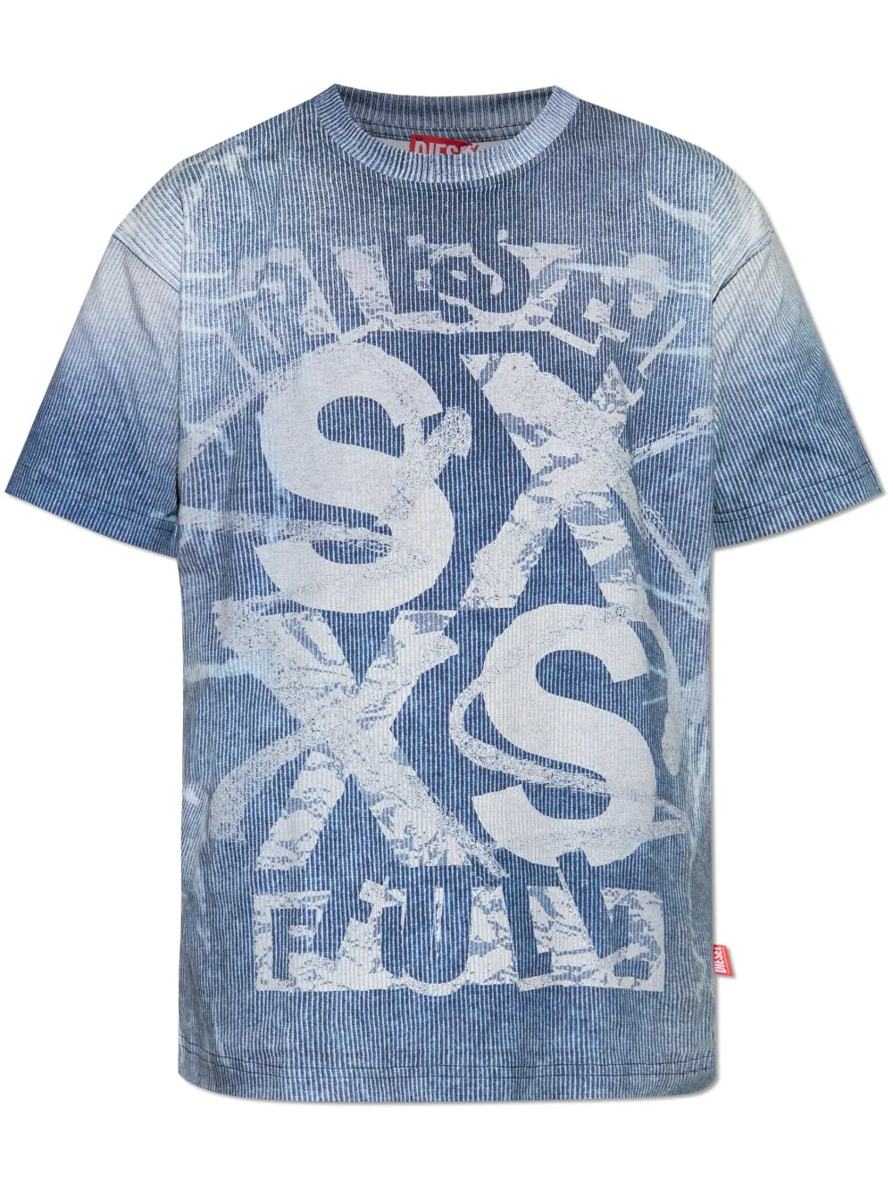 Diesel Ribbed Collar Crew Neck T-shirt In Blue