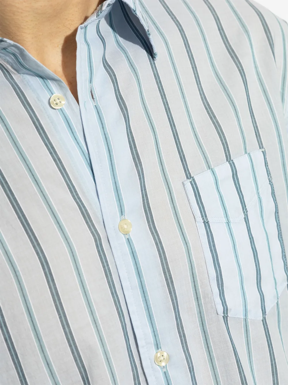 Shop Officine Generale Striped Shirt In Blue