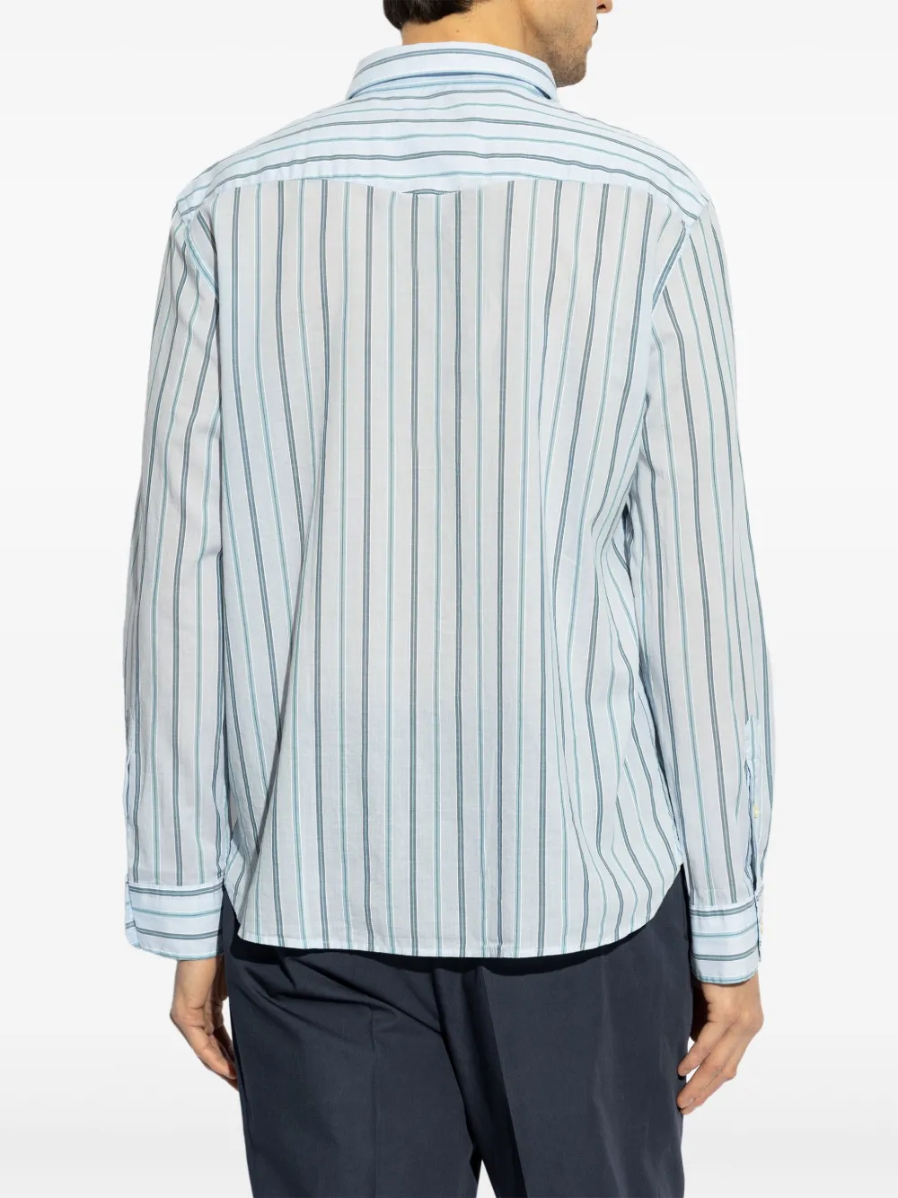 Shop Officine Generale Striped Shirt In Blue