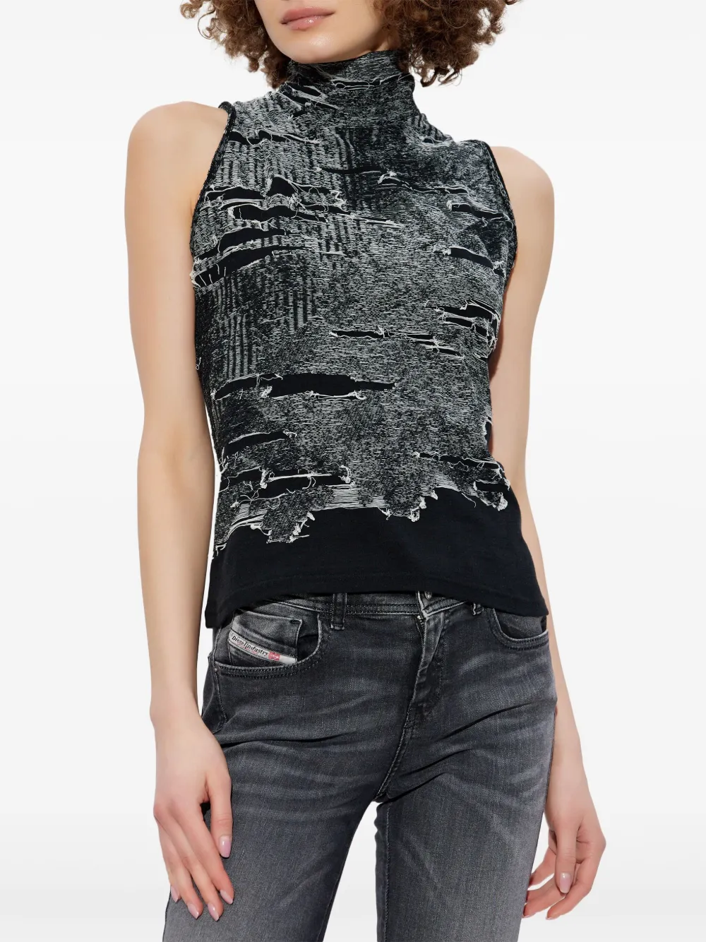 Diesel High-necked Vest In Black
