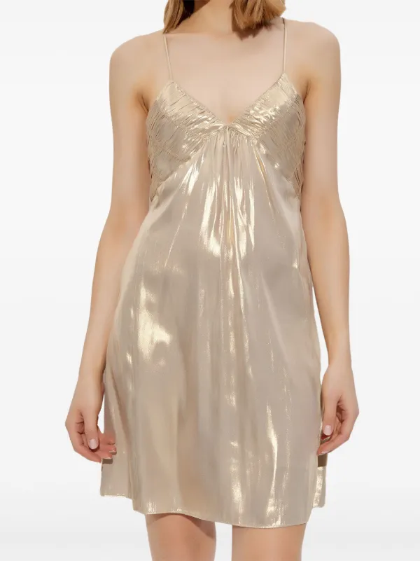 slim fit dress slacks Nude and Gold Racerback Sequin Mini Dress – Luz De Ibiza main image 0