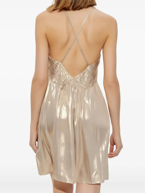 Zadig&Voltaire Rayonna Pleated Satin Dress - Gold