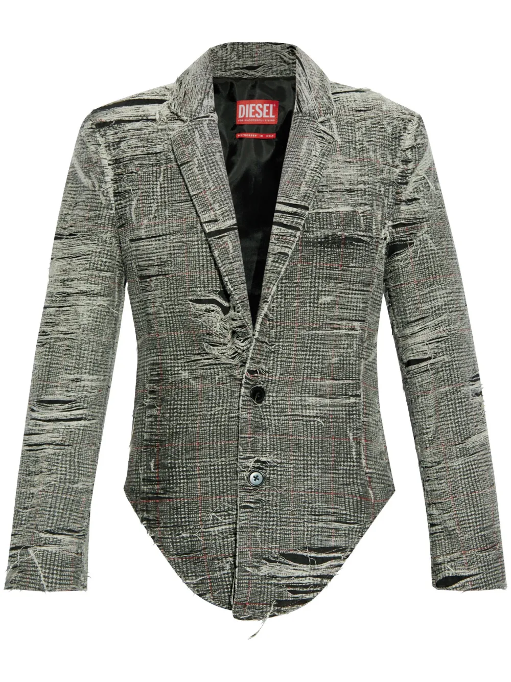 Diesel Blazer In Distressed Prince Of Wales Denim In Grey