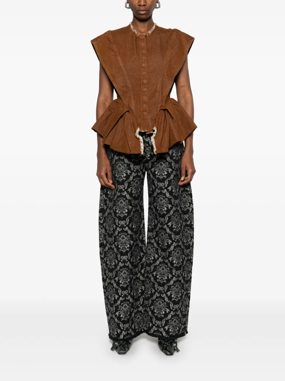 Marques'Almeida patterned-jacquard jeans - Zwart