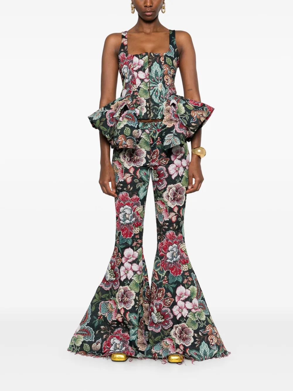 Marques'Almeida floral-jacquard trousers - Zwart