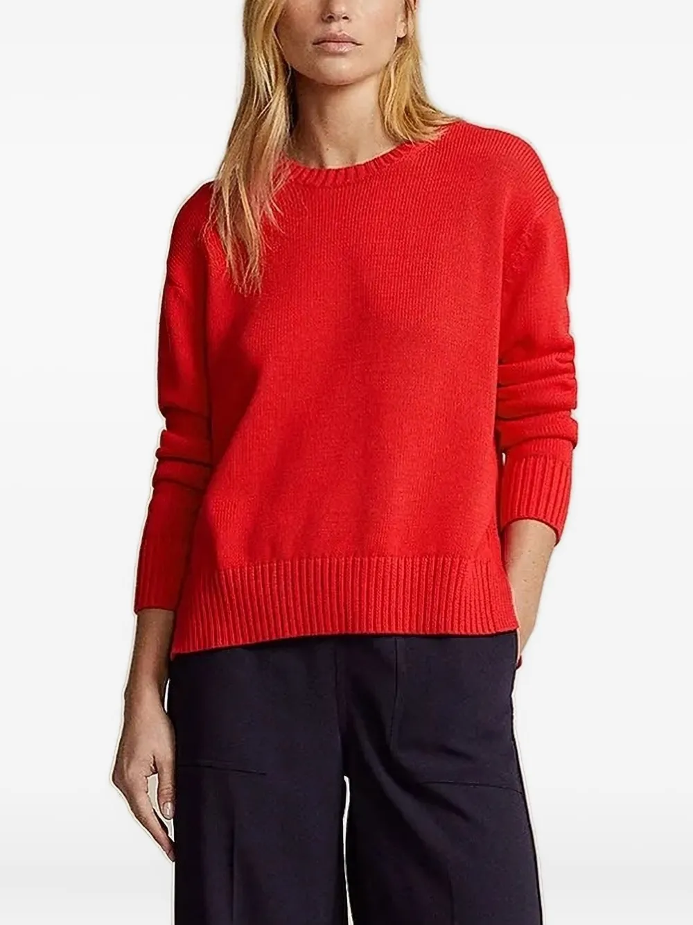 Polo Ralph Lauren Side-slit Crew-neck Sweater In Red