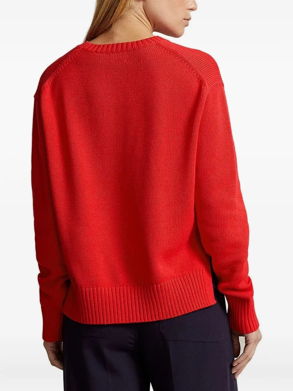 Polo Ralph Lauren Side-slit Crew-neck Sweater In Red