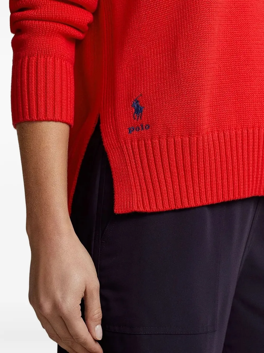 Polo Ralph Lauren Side-slit Crew-neck Sweater In Red
