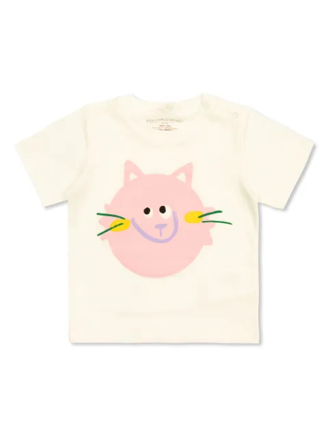 Stella McCartney Kids T-shirt con motivo gatto