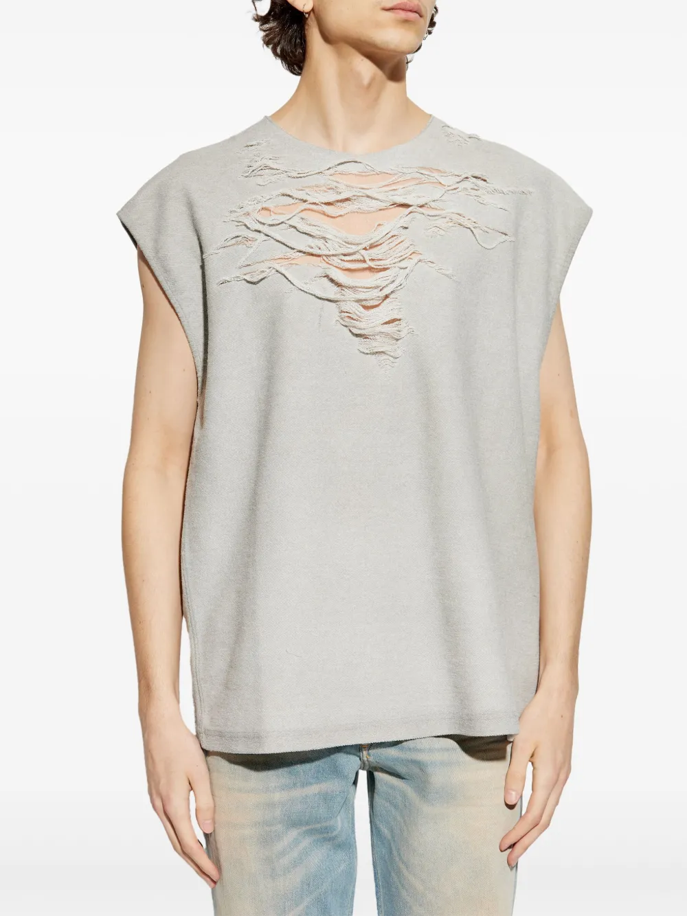 Diesel T-shirt met gescheurd detail Grijs