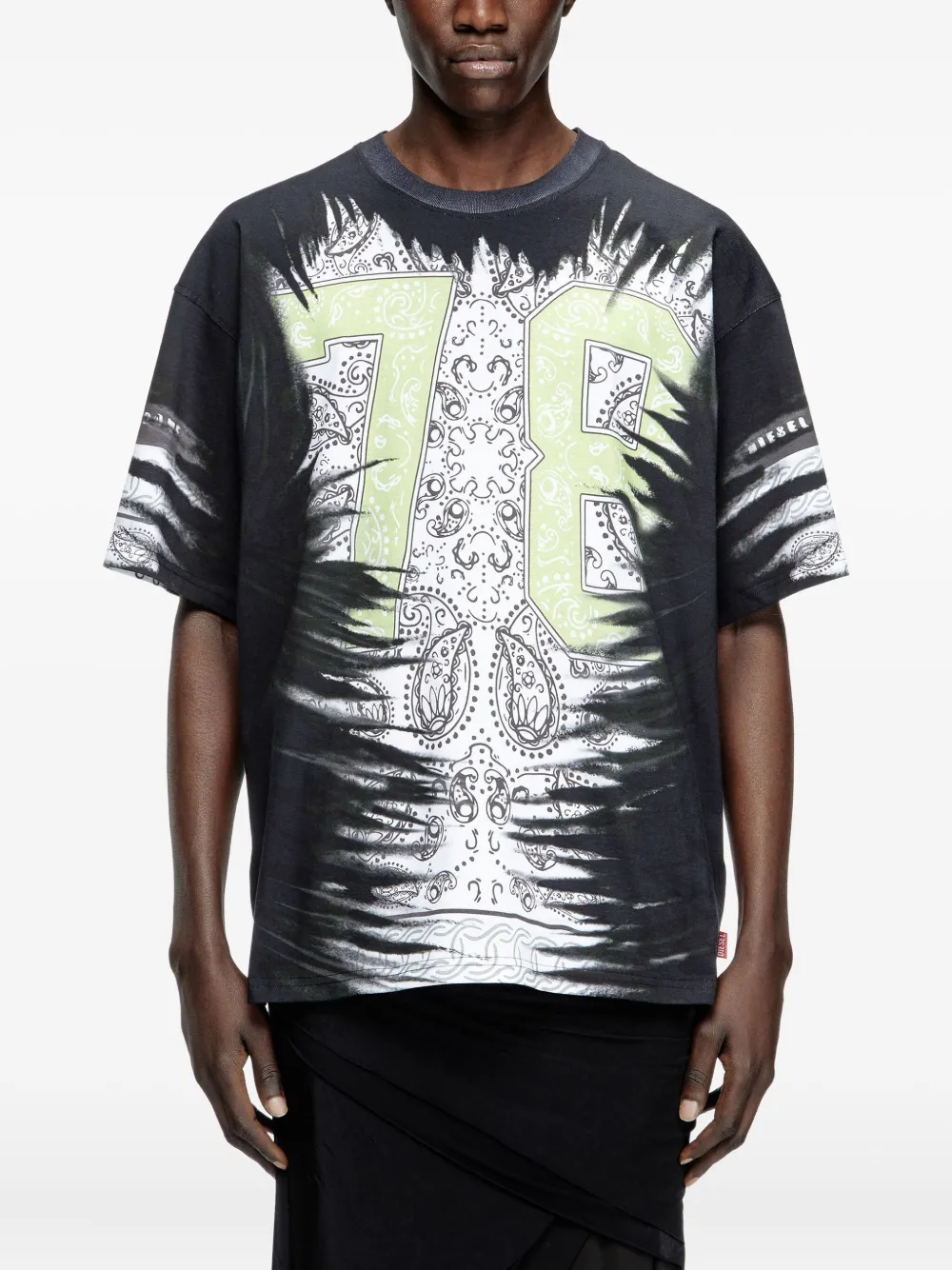 Diesel T-shirt met bandanaprint Zwart