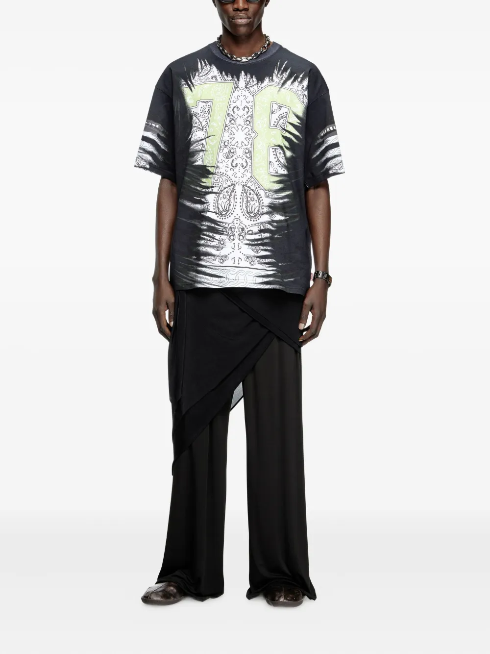 Diesel T-shirt met bandanaprint Zwart