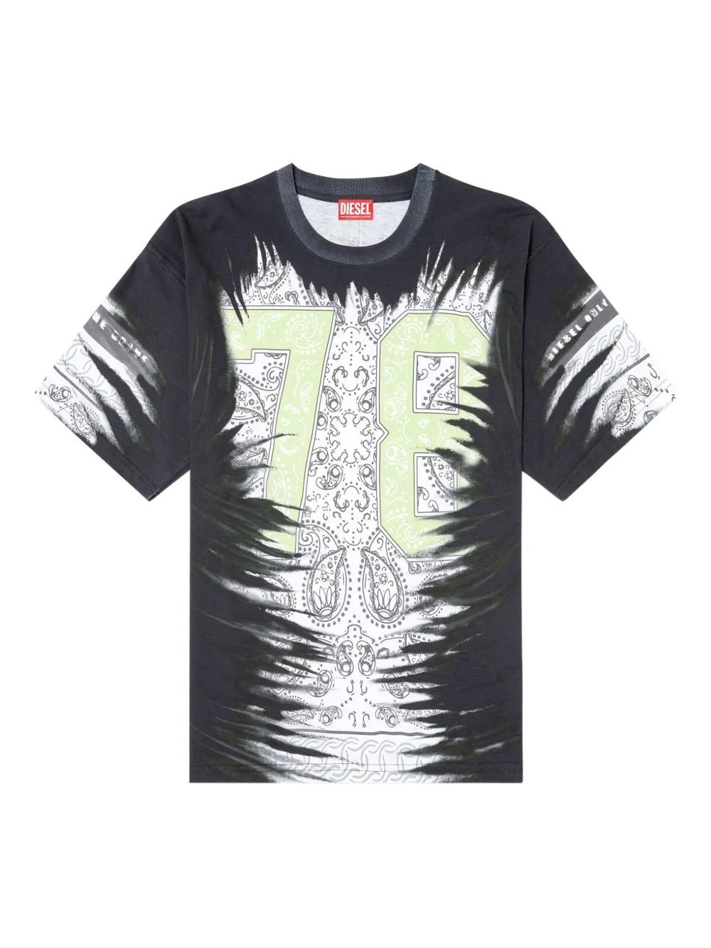 Diesel T-shirt met bandanaprint Zwart