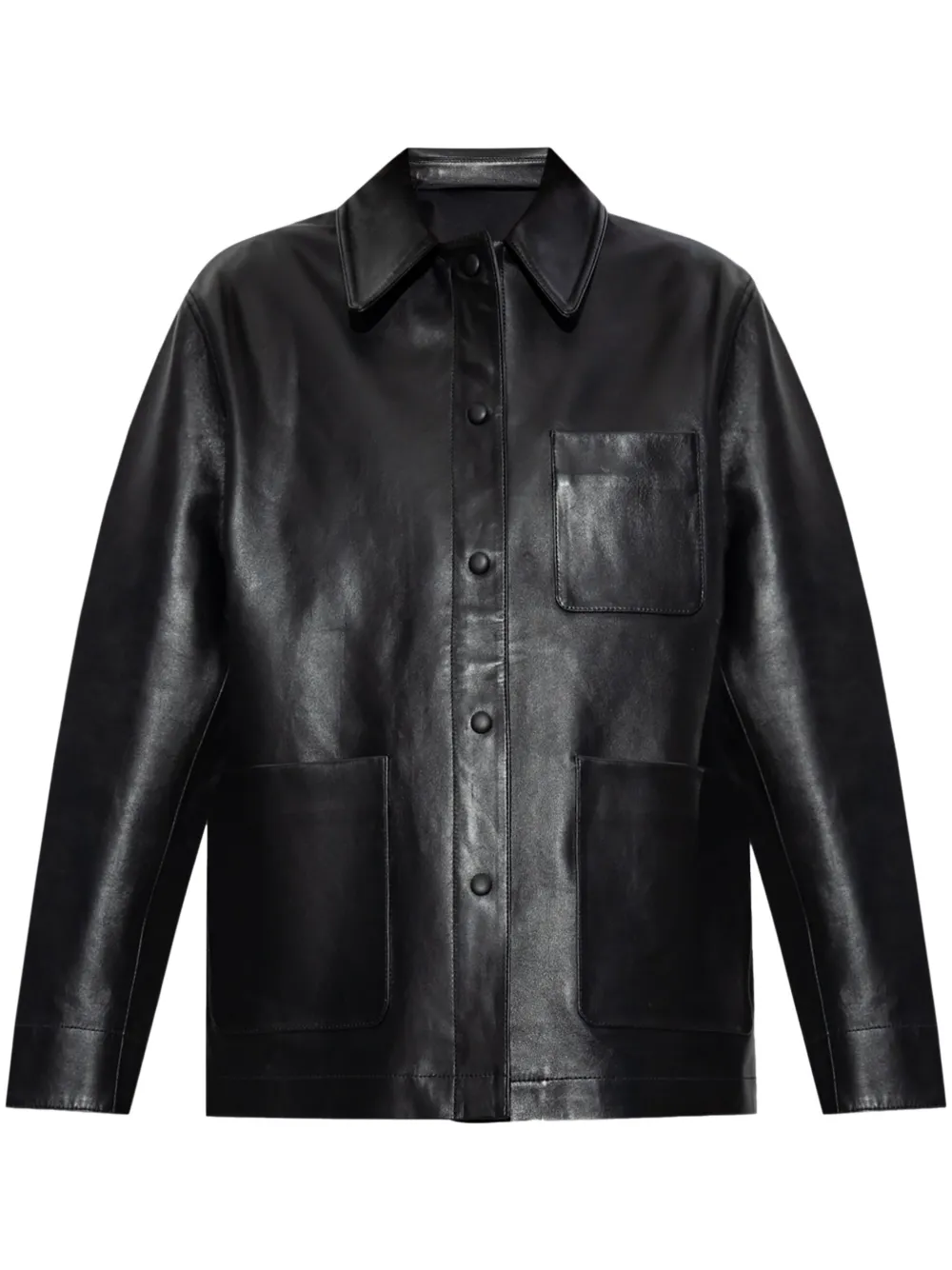 OFFICINE GENERALE PATCH-POCKET LEATHER JACKET