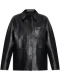 Officine Generale patch-pocket leather jacket - Black