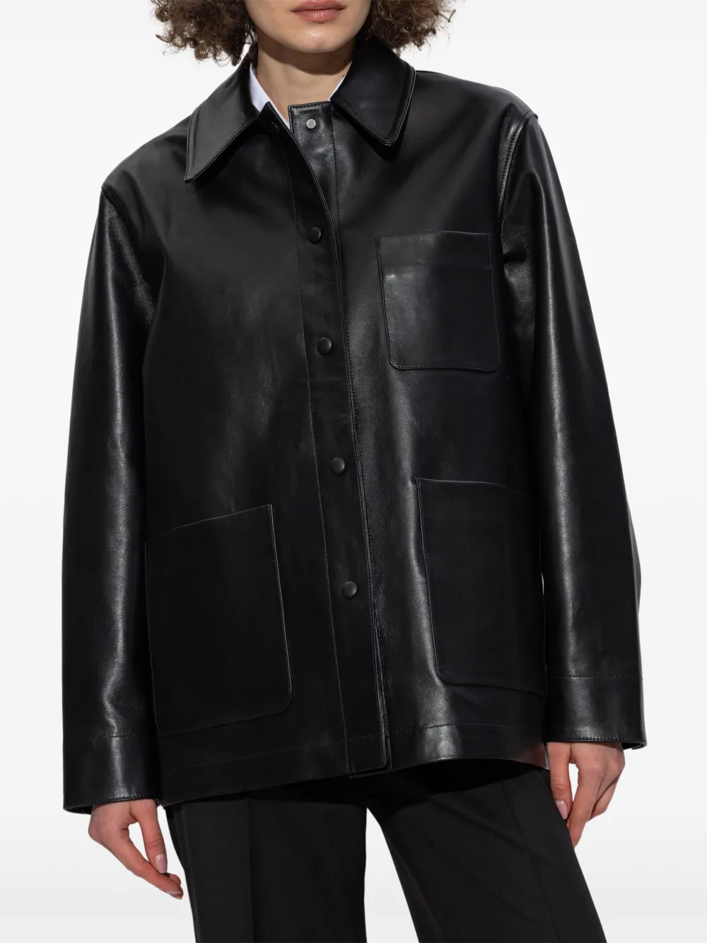 OFFICINE GENERALE PATCH-POCKET LEATHER JACKET
