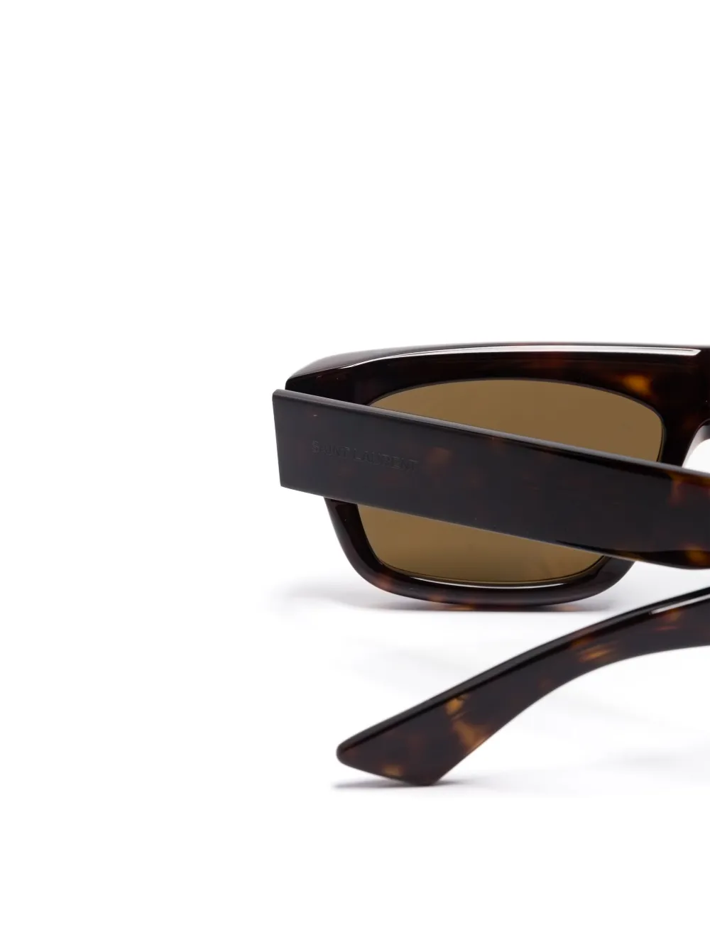 Saint Laurent Zonnebril met rechthoekig montuur Bruin