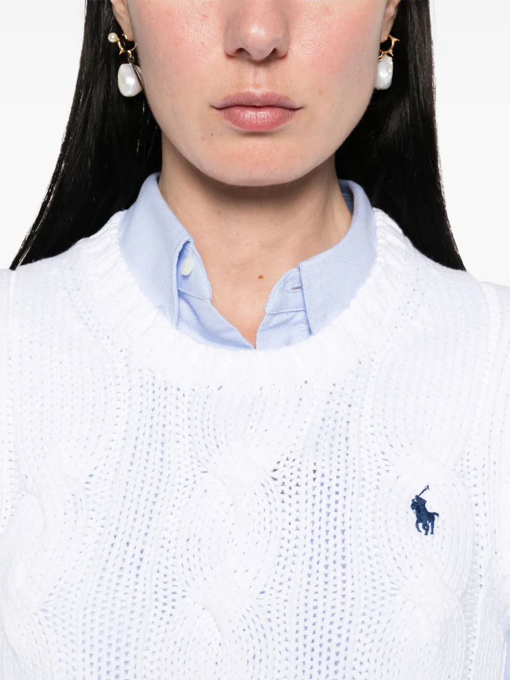 Polo Ralph Lauren Kabelgebreide spencer Wit