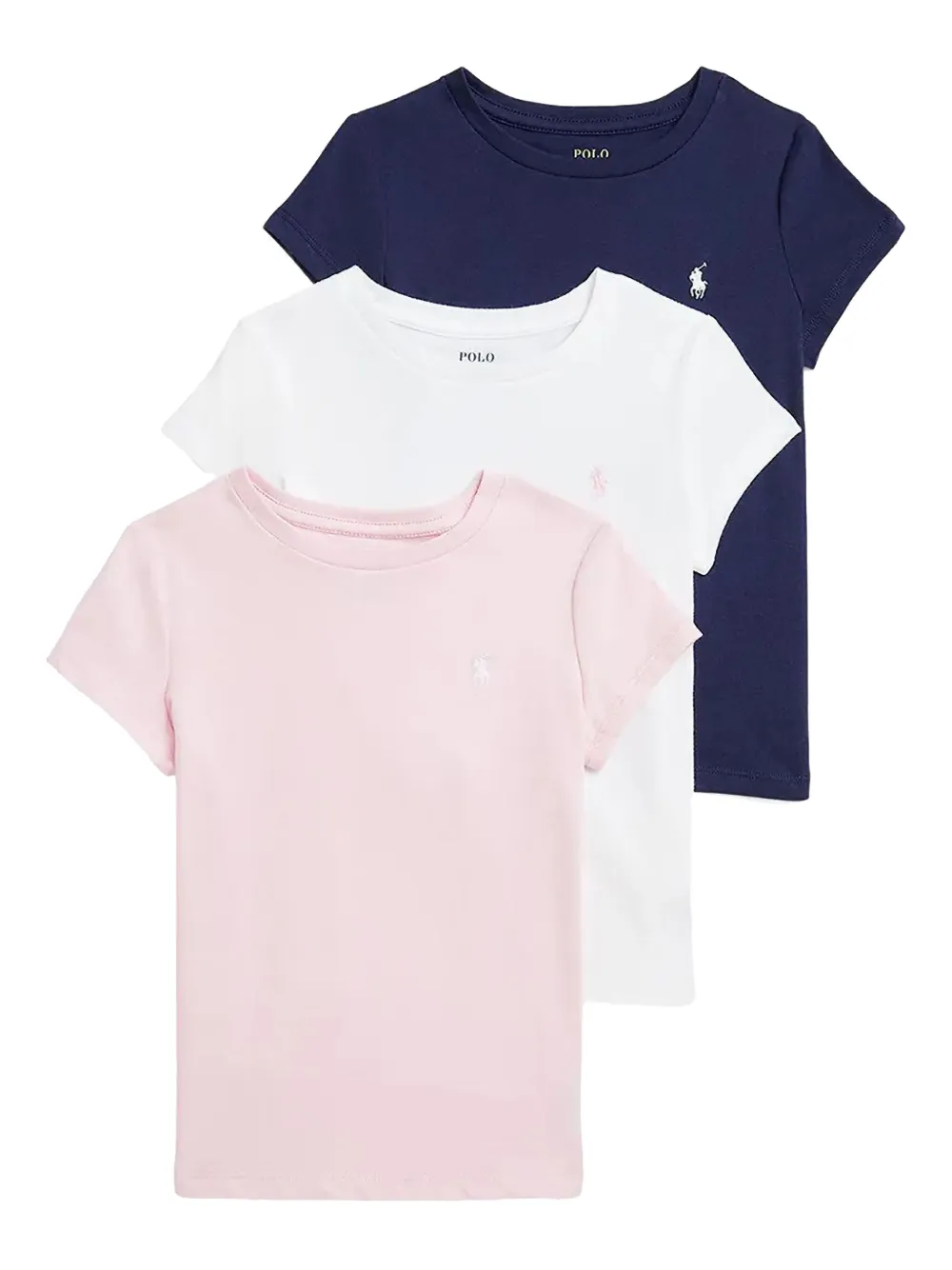 POLO RALPH LAUREN KIDS Drie katoenen T-shirts Wit