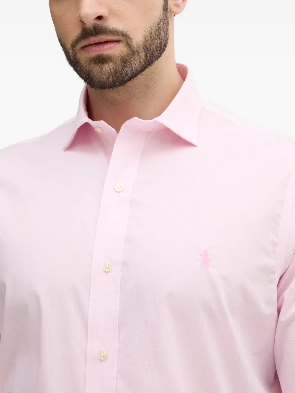Polo Ralph Lauren Buttoned Logo-embroidered Shirt In Pink