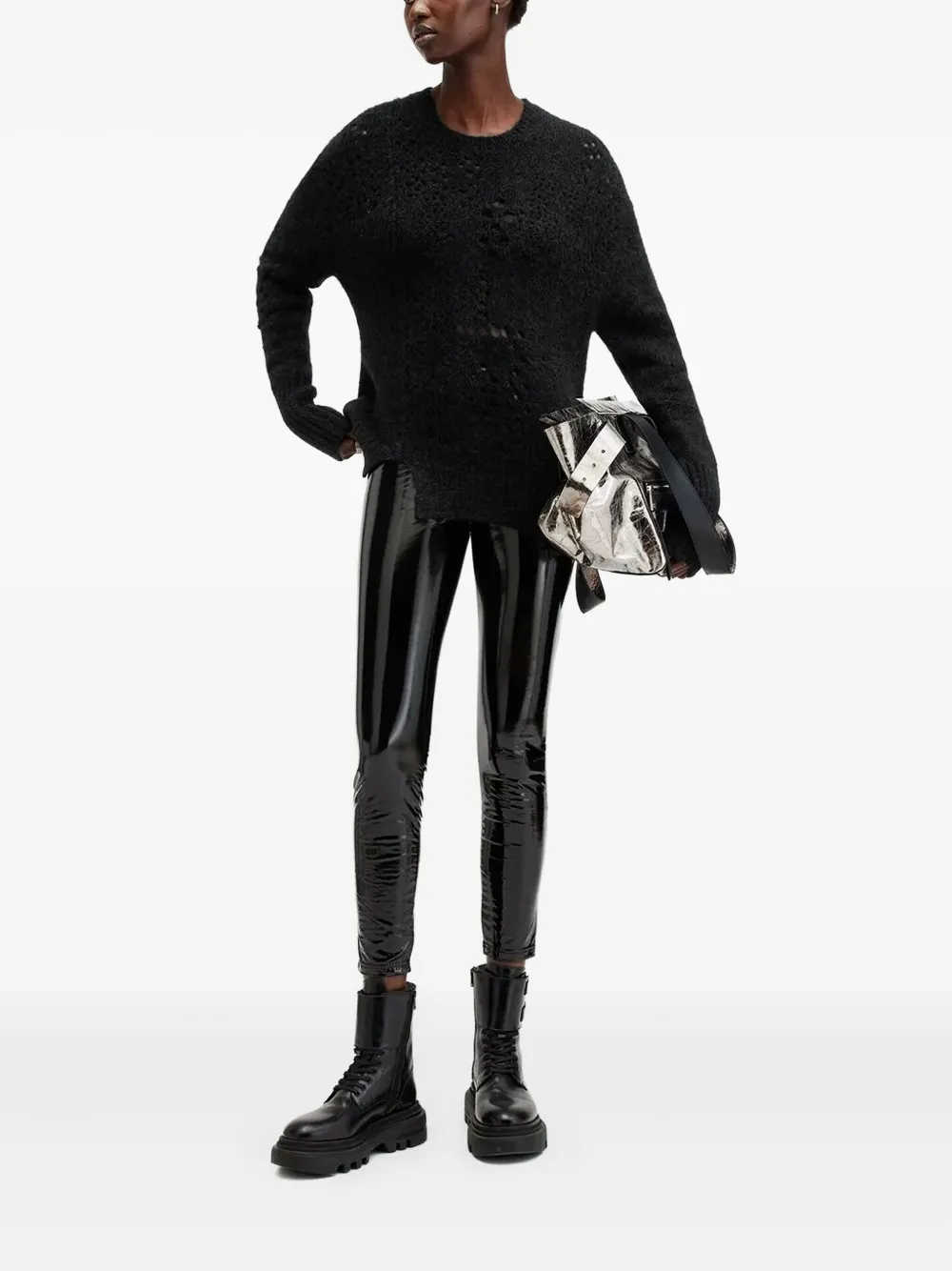 AllSaints Winnie textured hole-detail sweater | Knitted Sweaters | Image 2