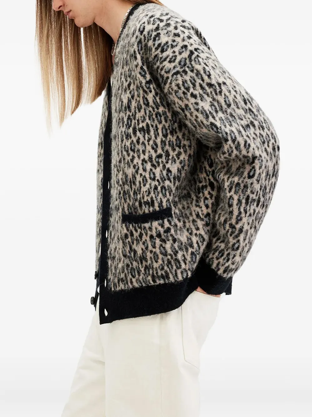 AllSaints Vest met luipaardprint en knoop Beige
