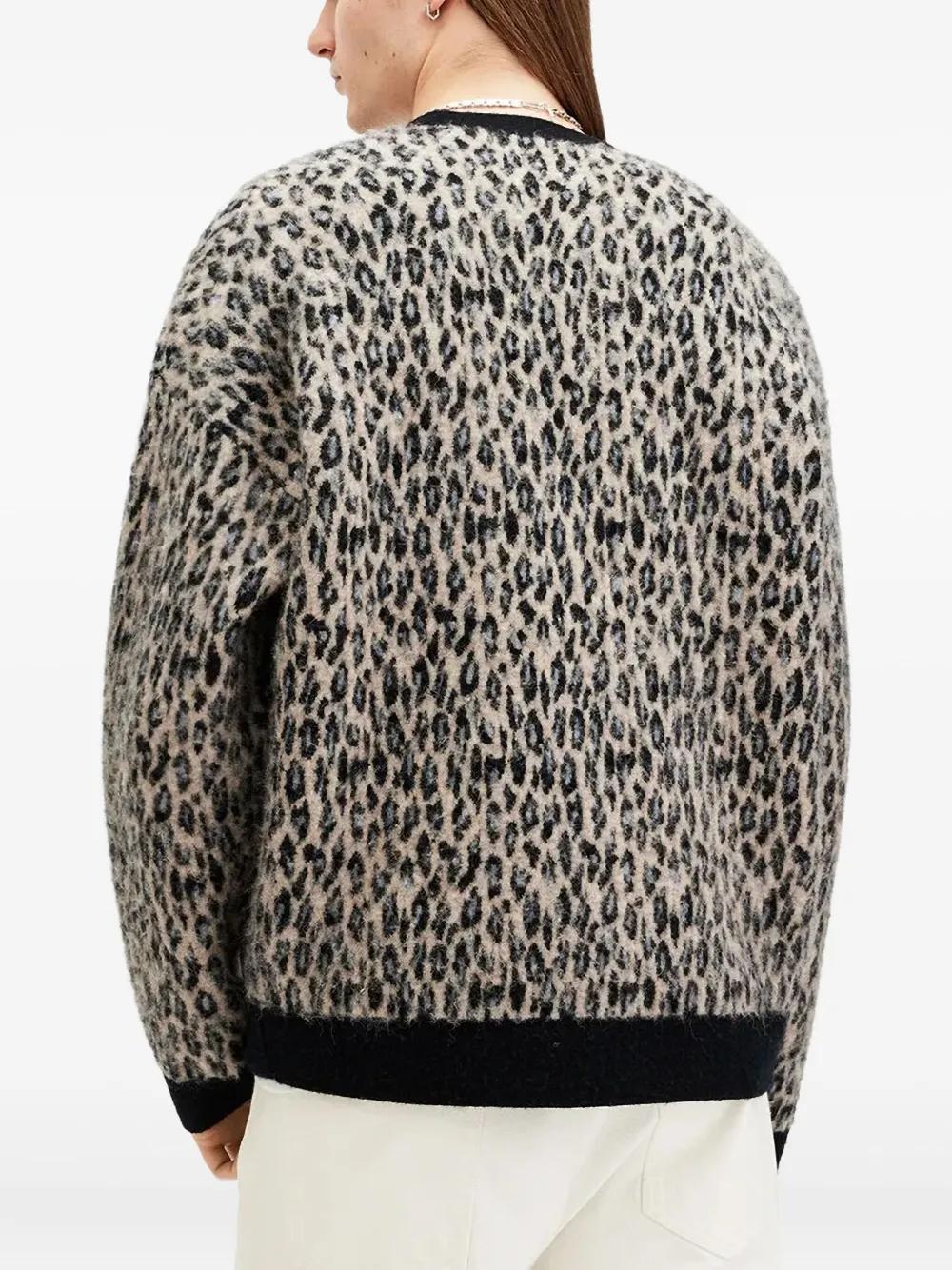 AllSaints Vest met luipaardprint en knoop Beige
