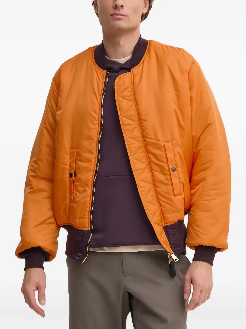 Alpha Industries MA-1 quilted zip-up bomber jacket Oranje
