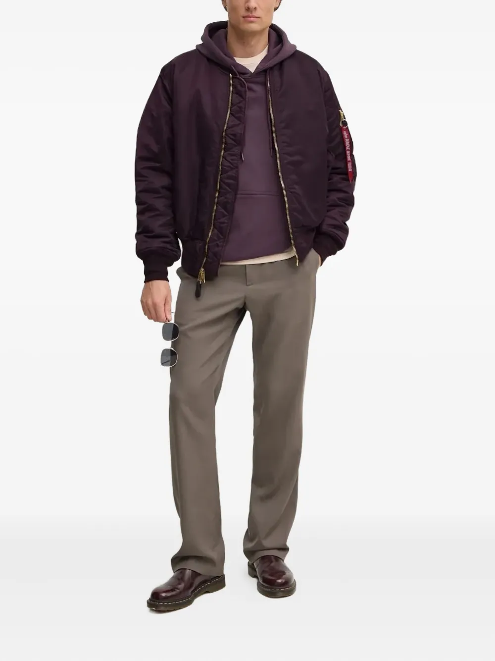 Alpha Industries Ma-1 Quilted Zip-up Bomber Jacket In Gray