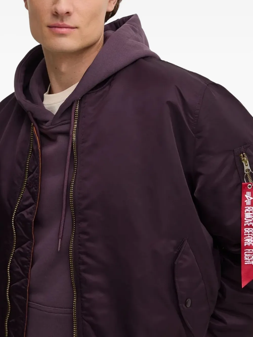 Alpha Industries Ma-1 Quilted Zip-up Bomber Jacket In Gray
