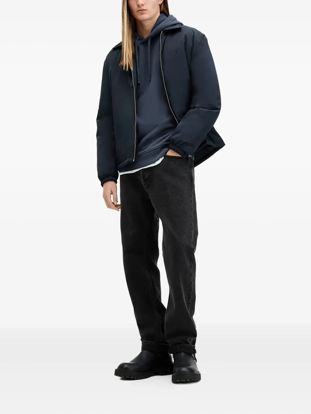 AllSaints Raven hoodie Blauw