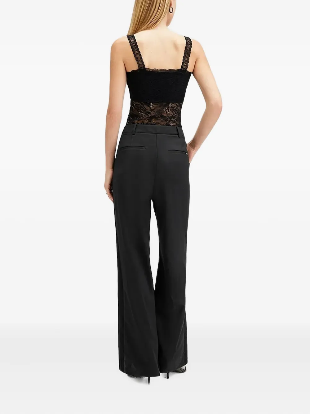 Allsaints Lacey Lace-insert Trousers In Black