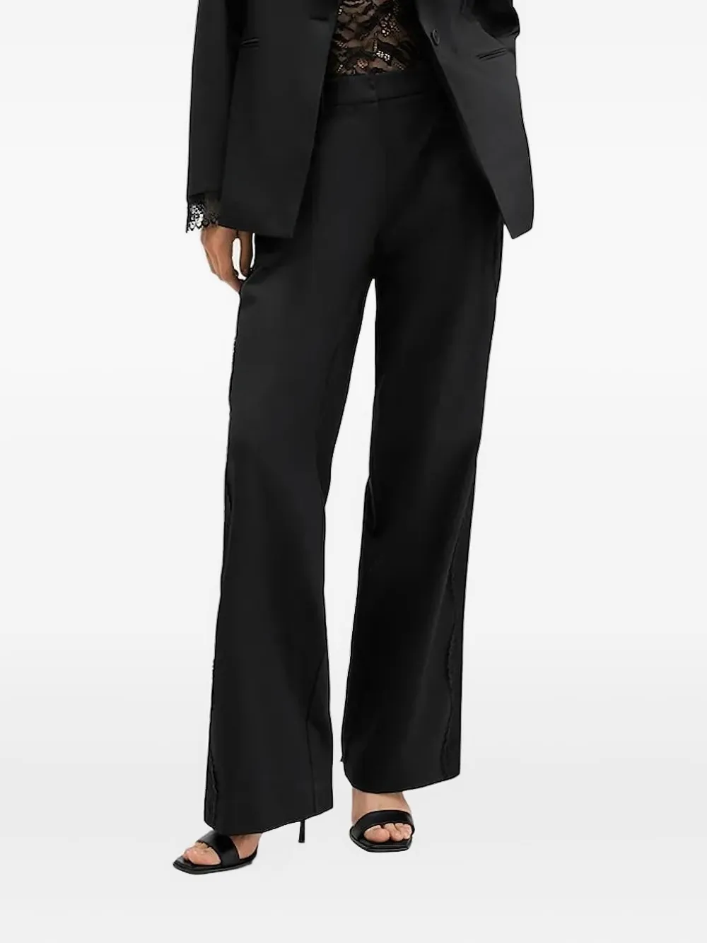 Allsaints Lacey Lace-insert Trousers In Black