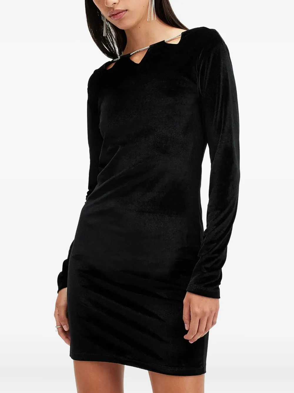 AllSaints チェーントリム ベルベットドレス - ブラック AllSaints チェーントリム ベルベットドレス - ブラック