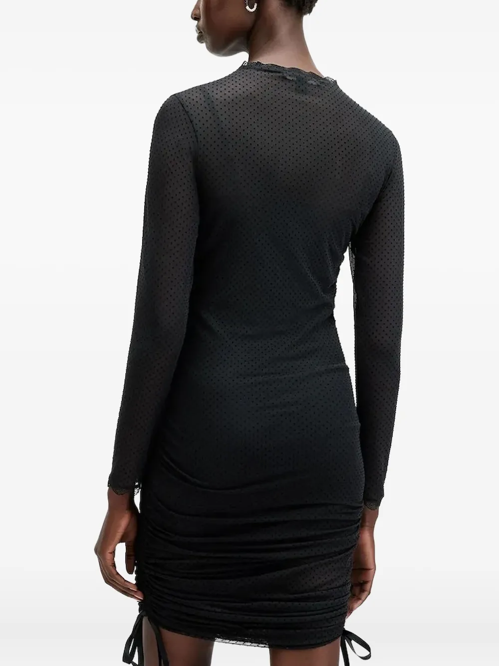 AllSaints Adara lace-trimmed mesh mini dress - Zwart