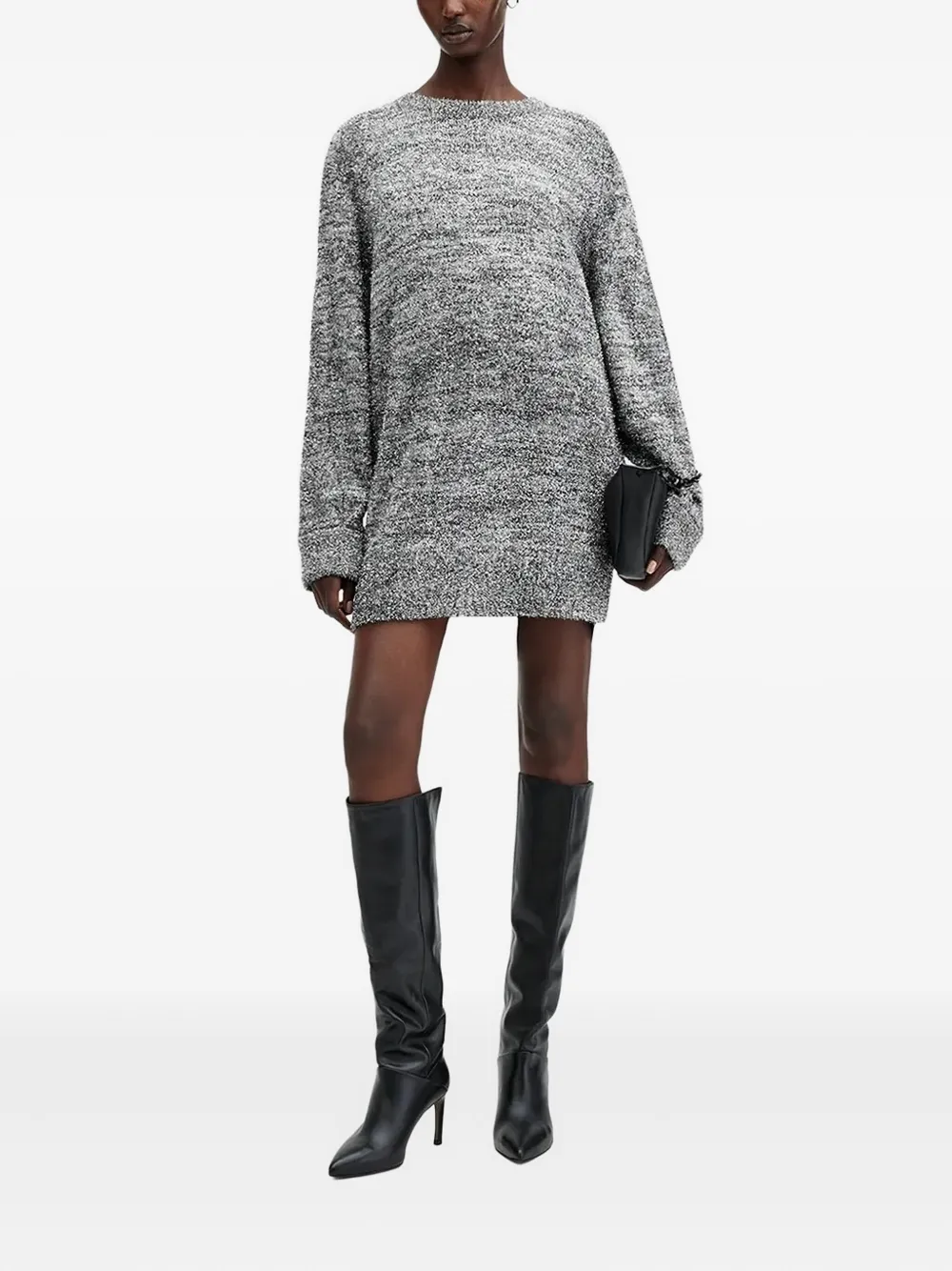 Allsaints Speckled Knit Dress In Gray