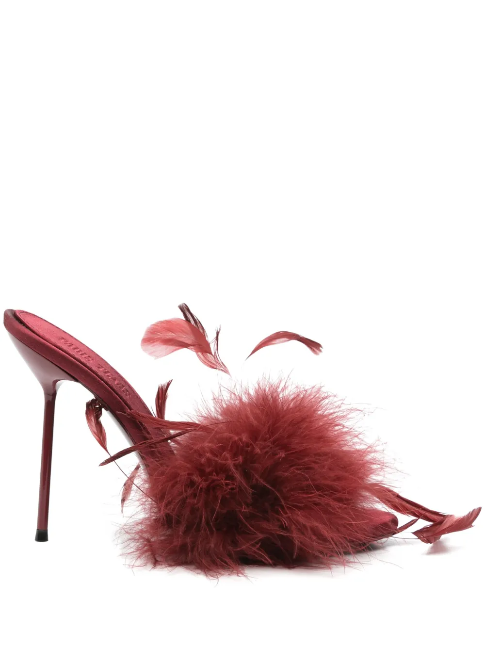 Paris Texas 105mm feather-detailed mules Red