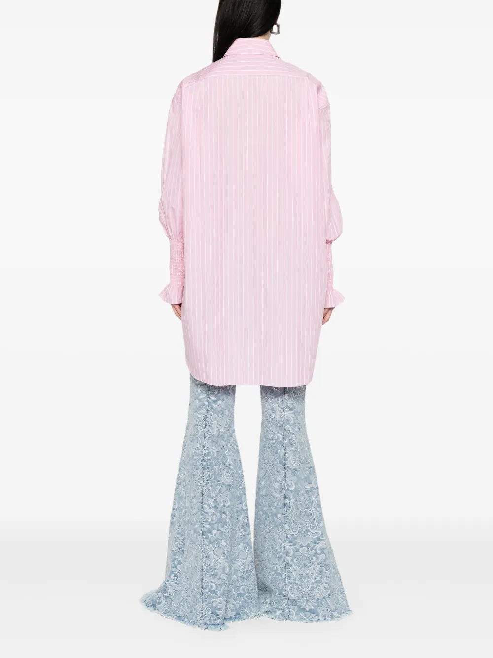 Marques'Almeida Gestreepte blouse met gesmockte manchetten Roze
