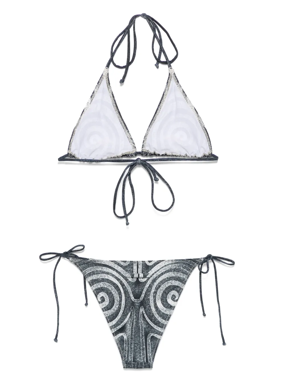 Jean Paul Gaultier spiral-print bikini - Zwart