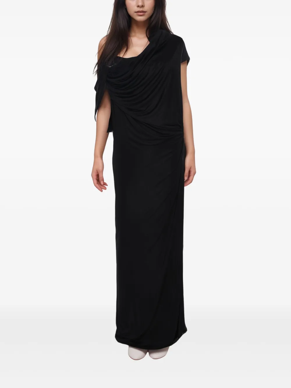 Atlein draped gown dress - Zwart