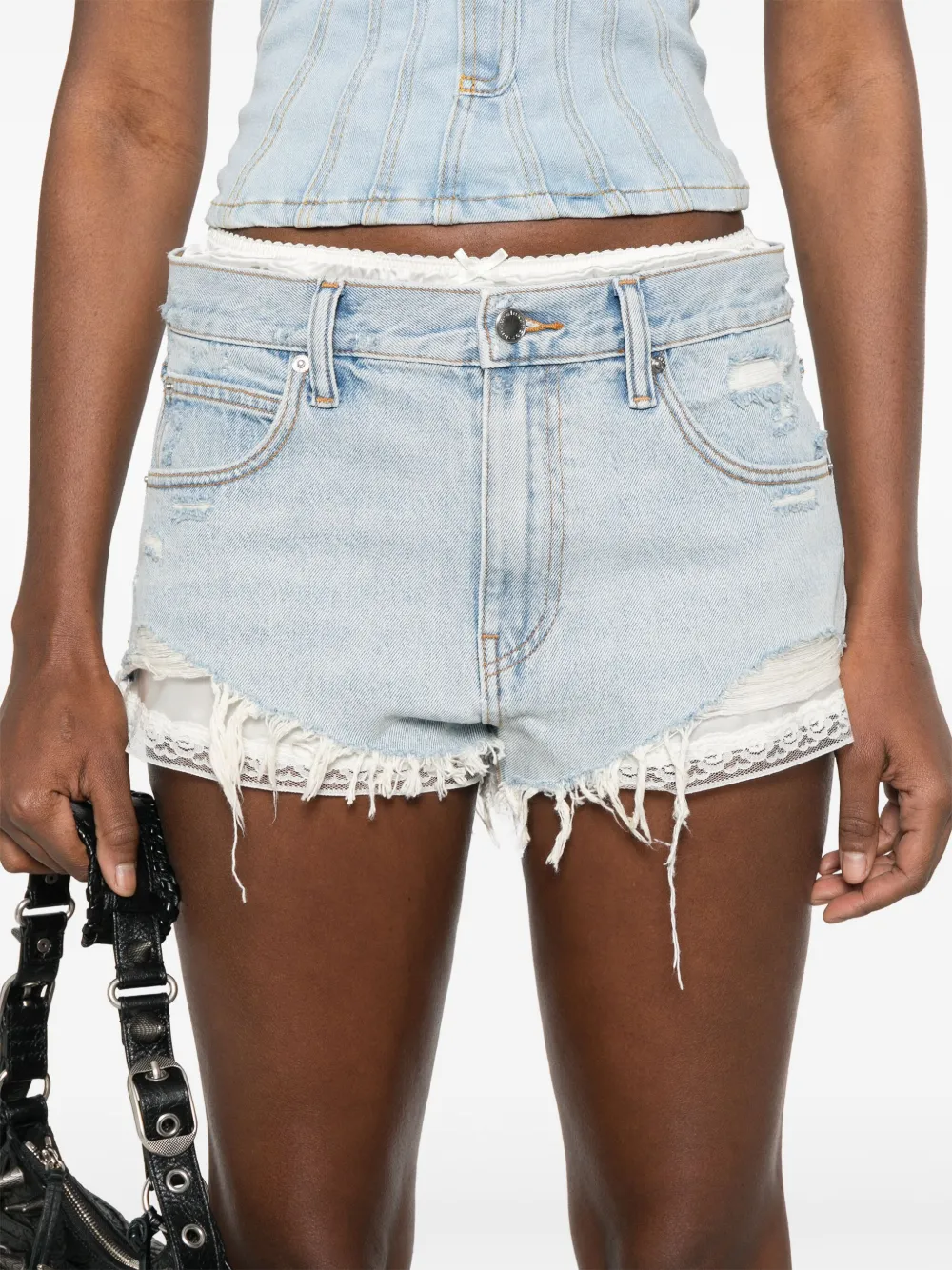 Alexander Wang Cutoff shorts met zijdelaag Blauw