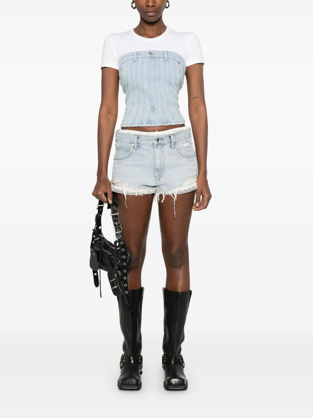 Alexander Wang Cutoff shorts met zijdelaag Blauw