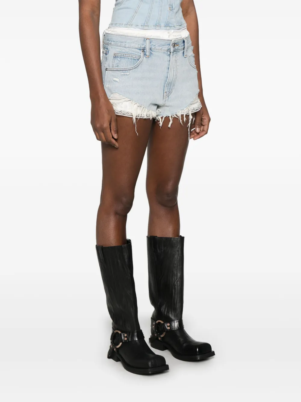 Alexander Wang Cutoff shorts met zijdelaag Blauw