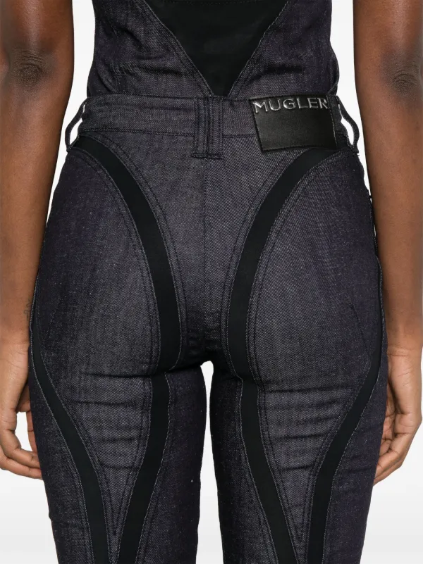 デニム・ジーパン MUGLER JEANS (PA0398242) Mugler lace-panel Skinny Jeans | Blue | FARFETCH