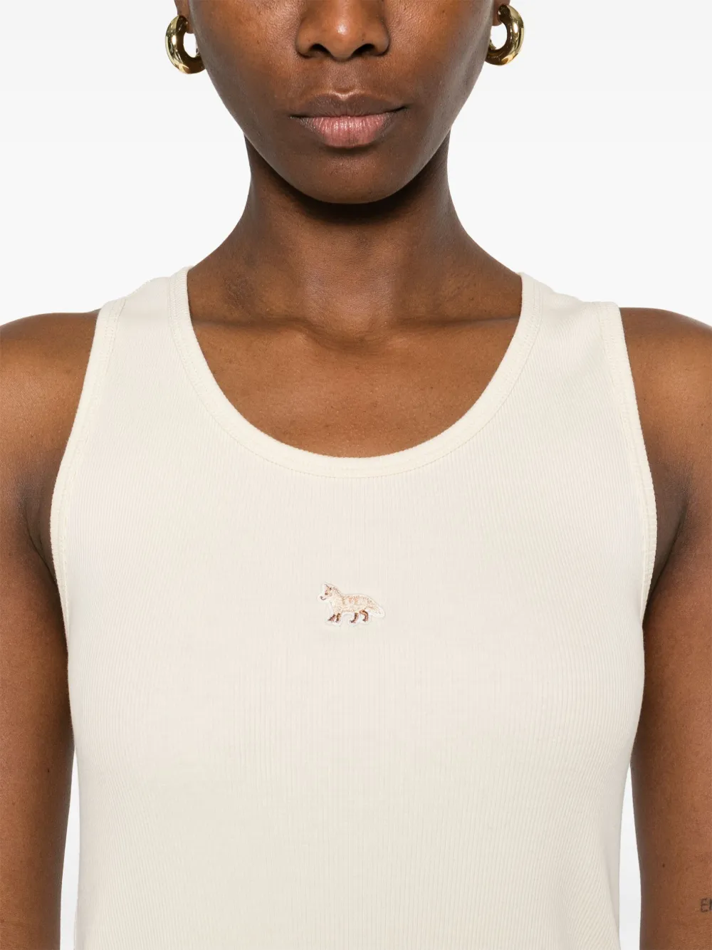 Shop Maison Kitsuné Baby Fox-patch Tank Top In Neutrals